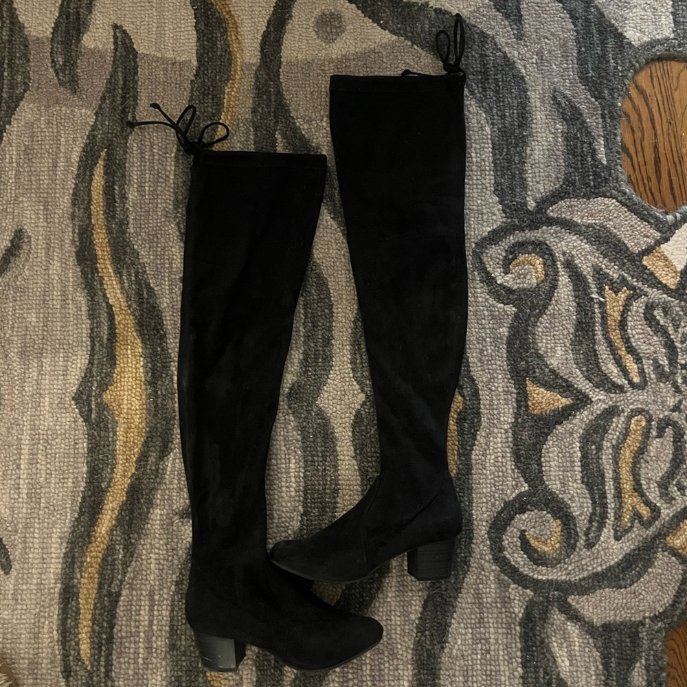black suede over the knee boots